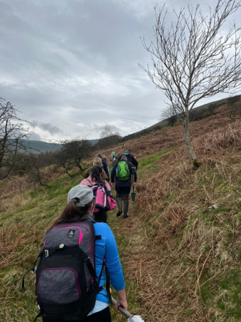 Valda employees walking through the Brecon Beacons