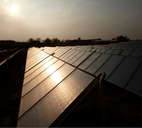 Solar panels in cloudy dark weather