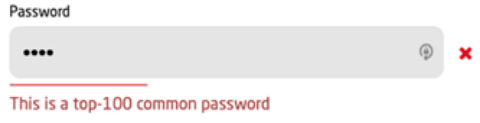 password strength showing top-100 common password