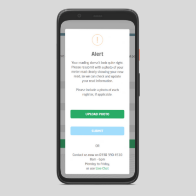 Valda Energy Meter Reading Alert