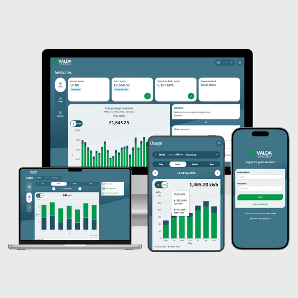 Valda Energy app and webapp on multiple devices