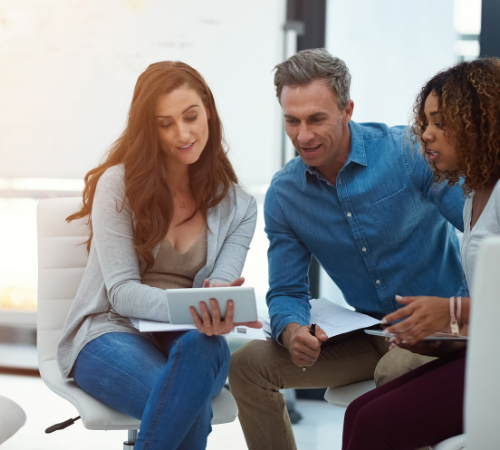 Group of people collaborating online with cloud technology