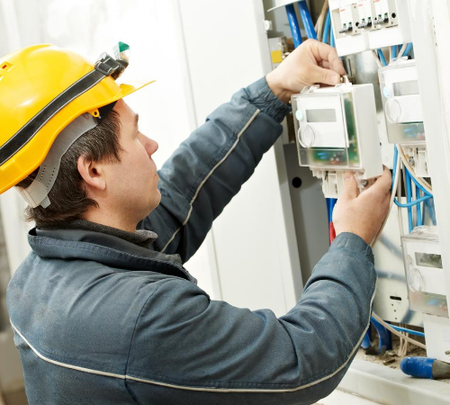 man installing a smart meter 