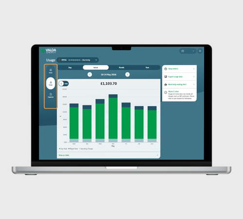 Valda Energy Usage Menu