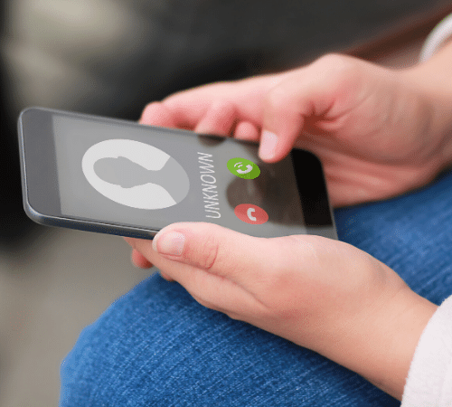 Victim receiving a phone call from a scammer