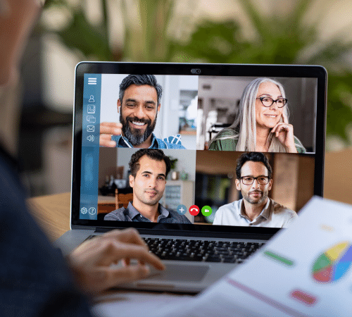A group of people on a videoconference call